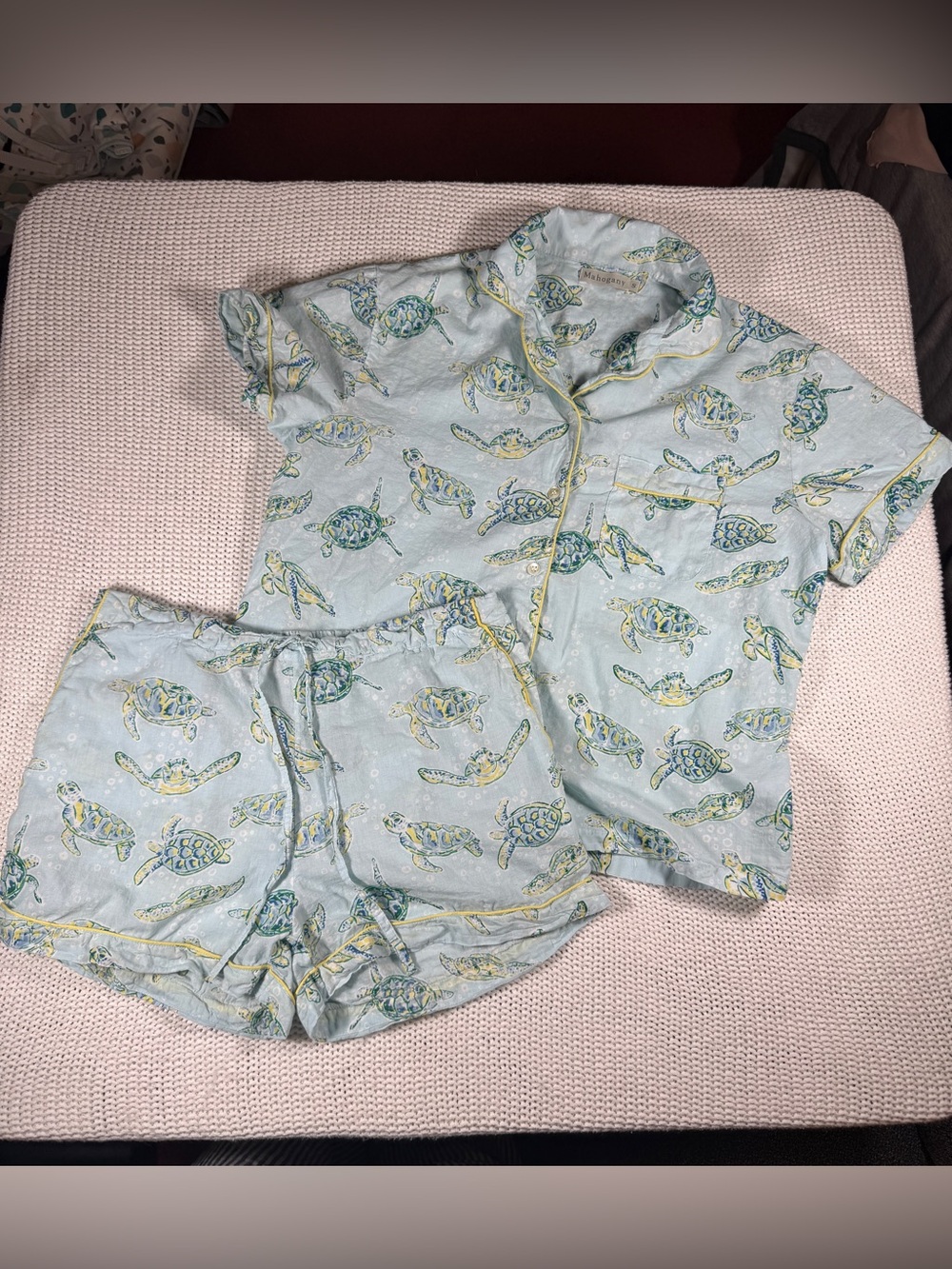 Light Blue Sea Turtle Short Pajama Set